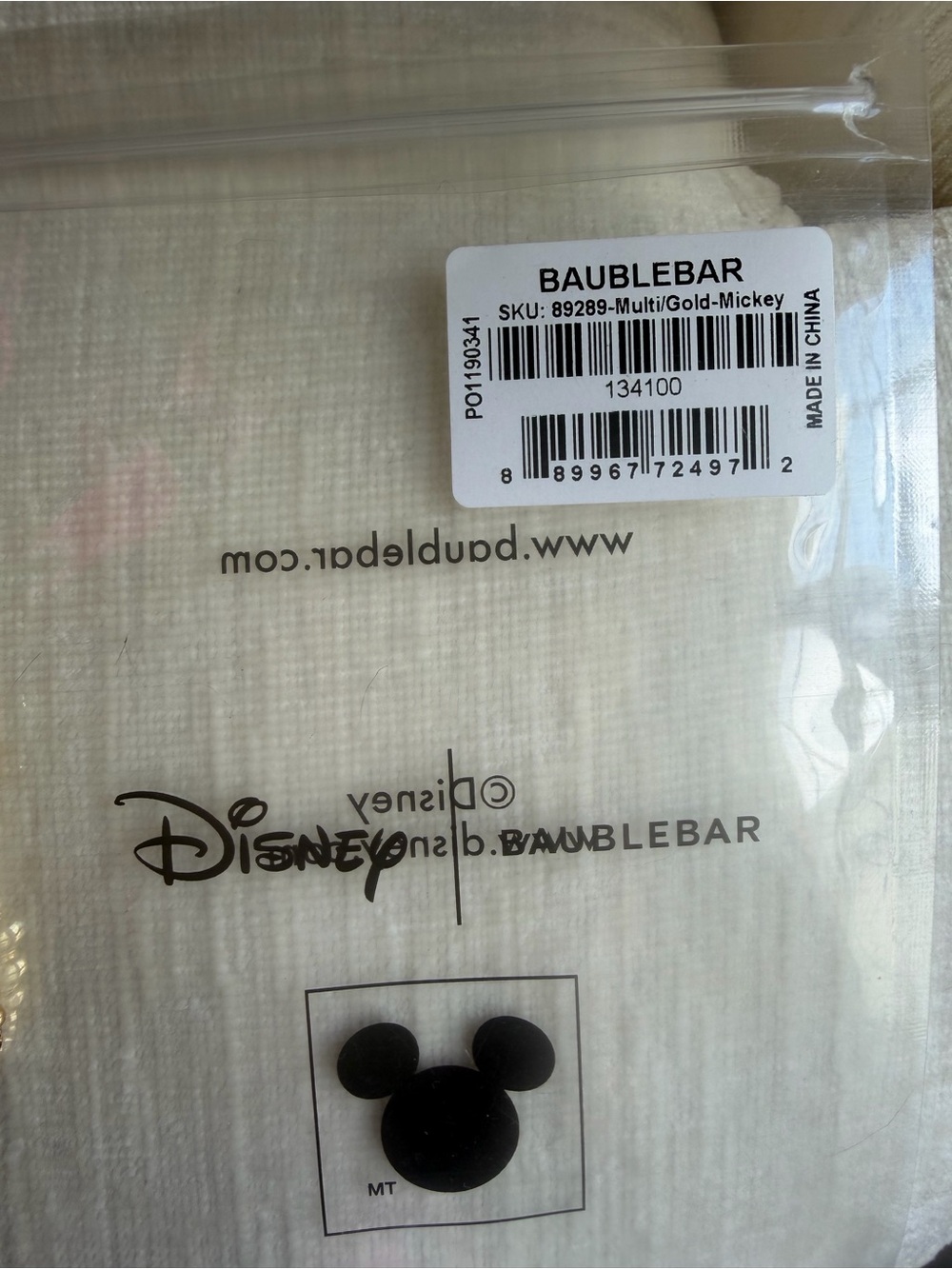 NWT BaubleBar Disney Gold-Tone Mickey Mouse 3 Charm Beaded Adjustable Bracelet - Picture 3 of 6